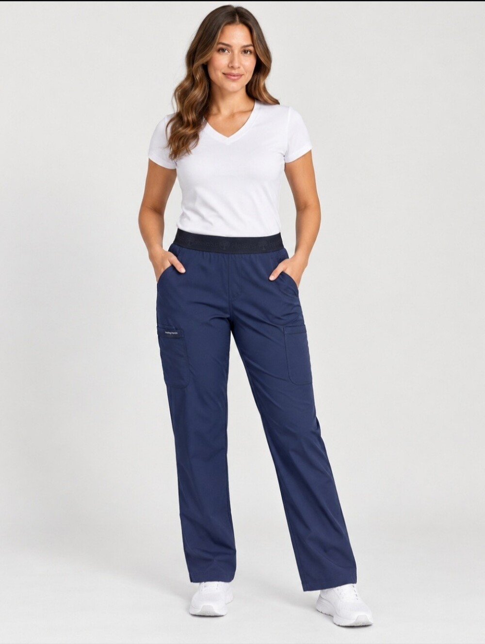 NWT Healing Hands HH Works Rachel Scrub Pants Navy Size L Straight Leg Cargo